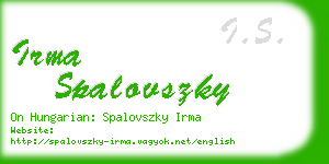 irma spalovszky business card